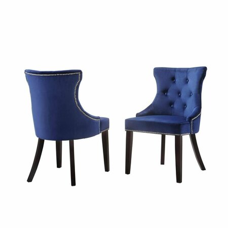 GUEST ROOM Julia Tufted Back Upholstered Nail Head Chair - Espresso & Navy - 23.5 x 21 x 35 in., 2PK GU2549241